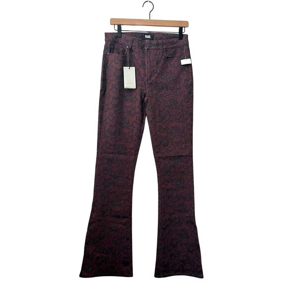 Paige Morris & Co. High Rise Lou Lou Flare Jean In Cherrywood Multi Size 29 - Picture 3 of 16